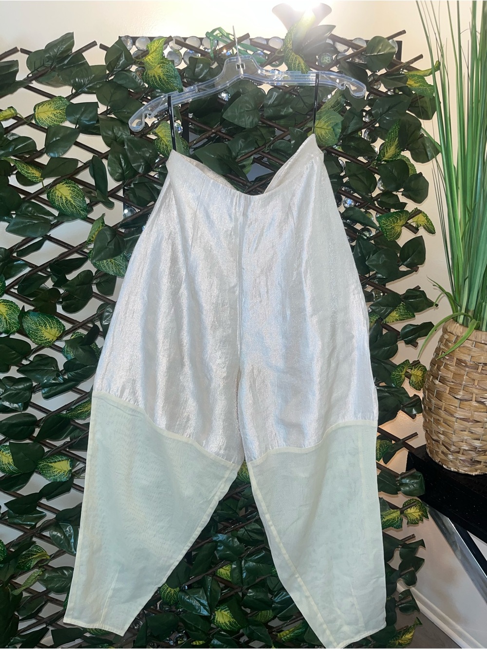 Women’s Greyhound Original White Sheer-Paneled Balloon Harem Pants
